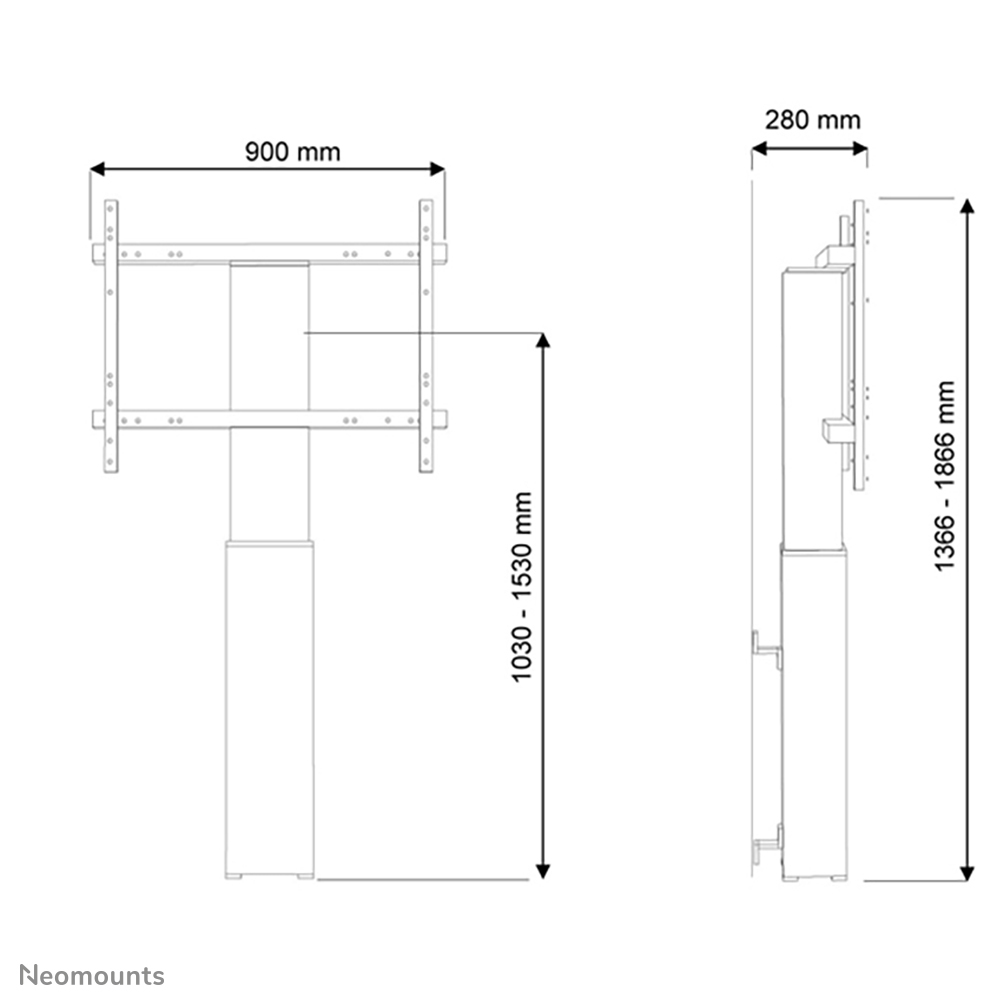 Neomounts PLASMA-W2250BLACK TV-Bodenständer 42-100" - Wand - motorisiert Neomounts PLASMA-W2250BLACK TV-Bodenständer 42-100" - Wand - motorisiert