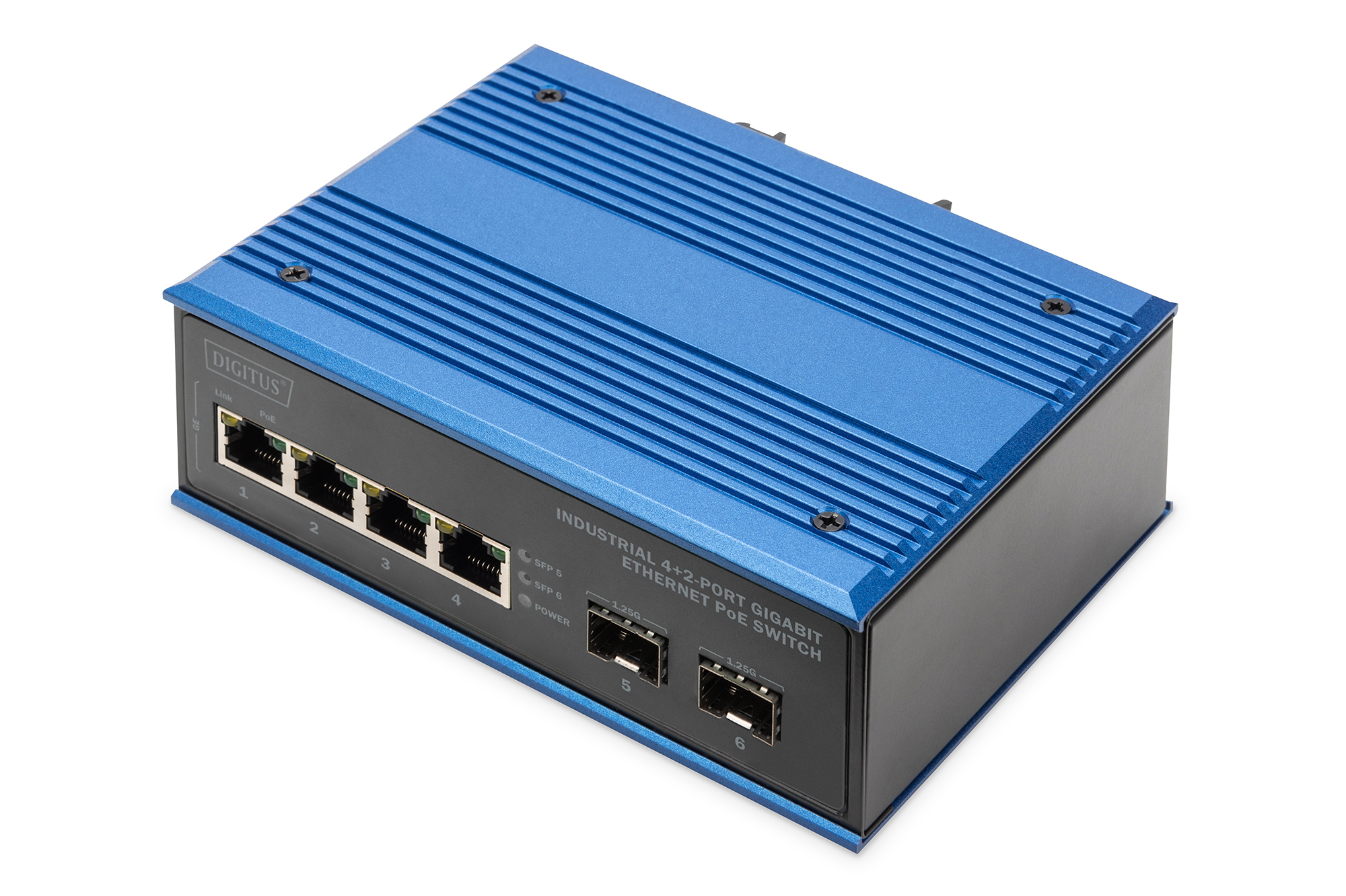 industrieller Switch, Gigabit, Ethernet PoE, 5 Ports, Metallgehäuse