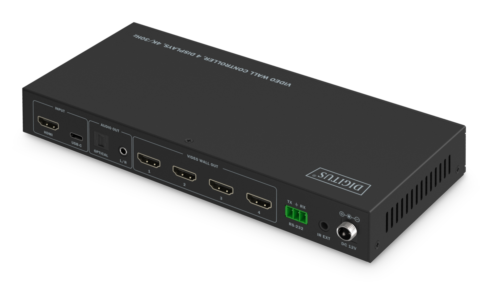 Video-Wand Box, HDMI-Switch, Rack-Mount, Schwarzer Gehäuse, Anschlüsse Panel