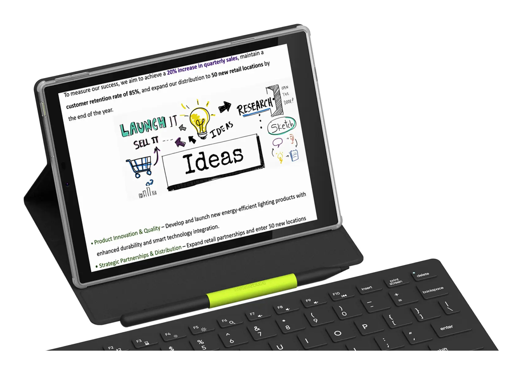 Tablet, Tablet mit Tastatur, Stift, digitales Skizzenboard, Ideenboard