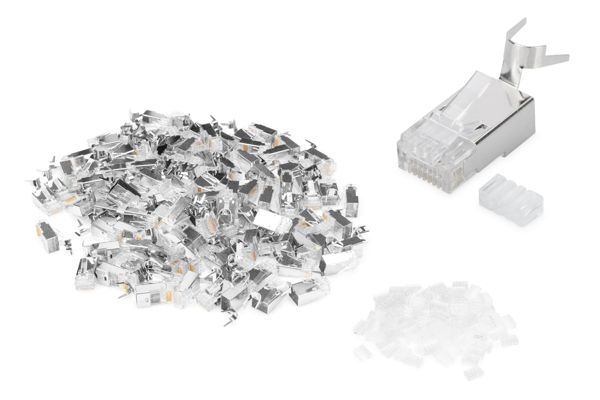 RJ45-Stecker, Kabelanschluss, Netzwerkstecker, Schwarz/Transparent, Kleinteilig