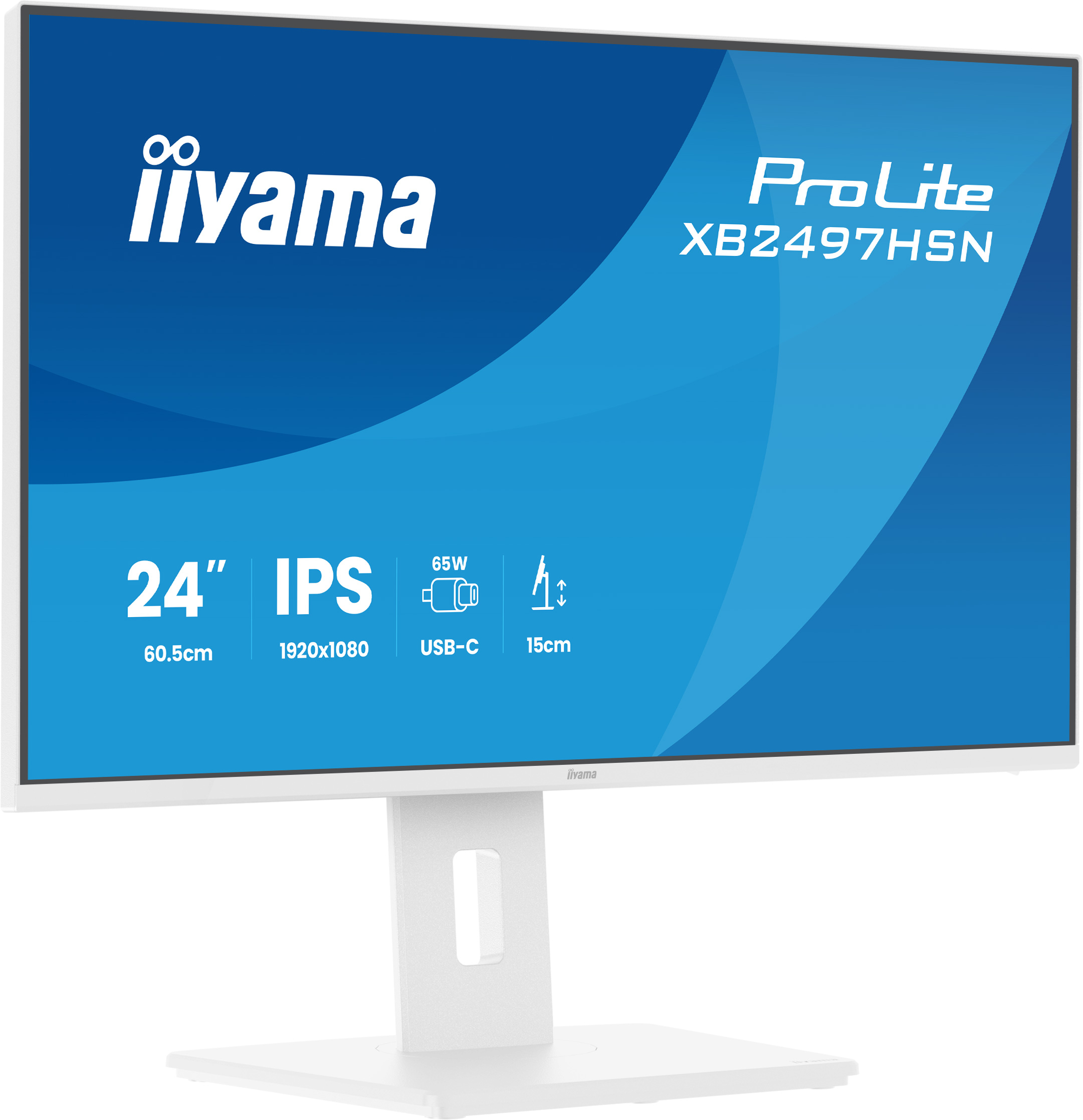24 Zoll, IPS, USB-C, Monitorständer, blaues Display