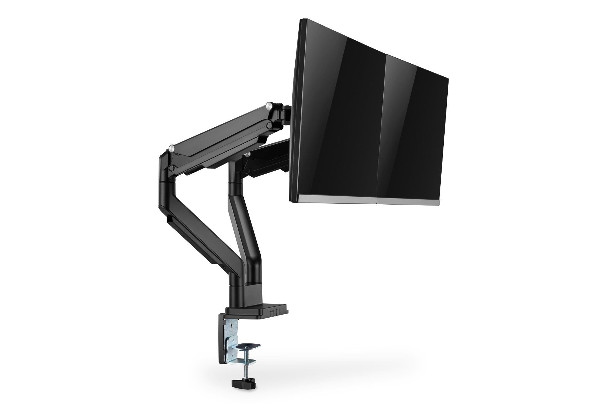 Monitorarm, verstellbar, schwarz, Klemmhalter, Dualmonitor