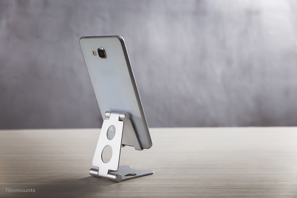 Neomounts Faltbarer Telefon-Ständer - Handy/Smartphone - Passive Halterung - Tisch/Bank - Indoor - Silber