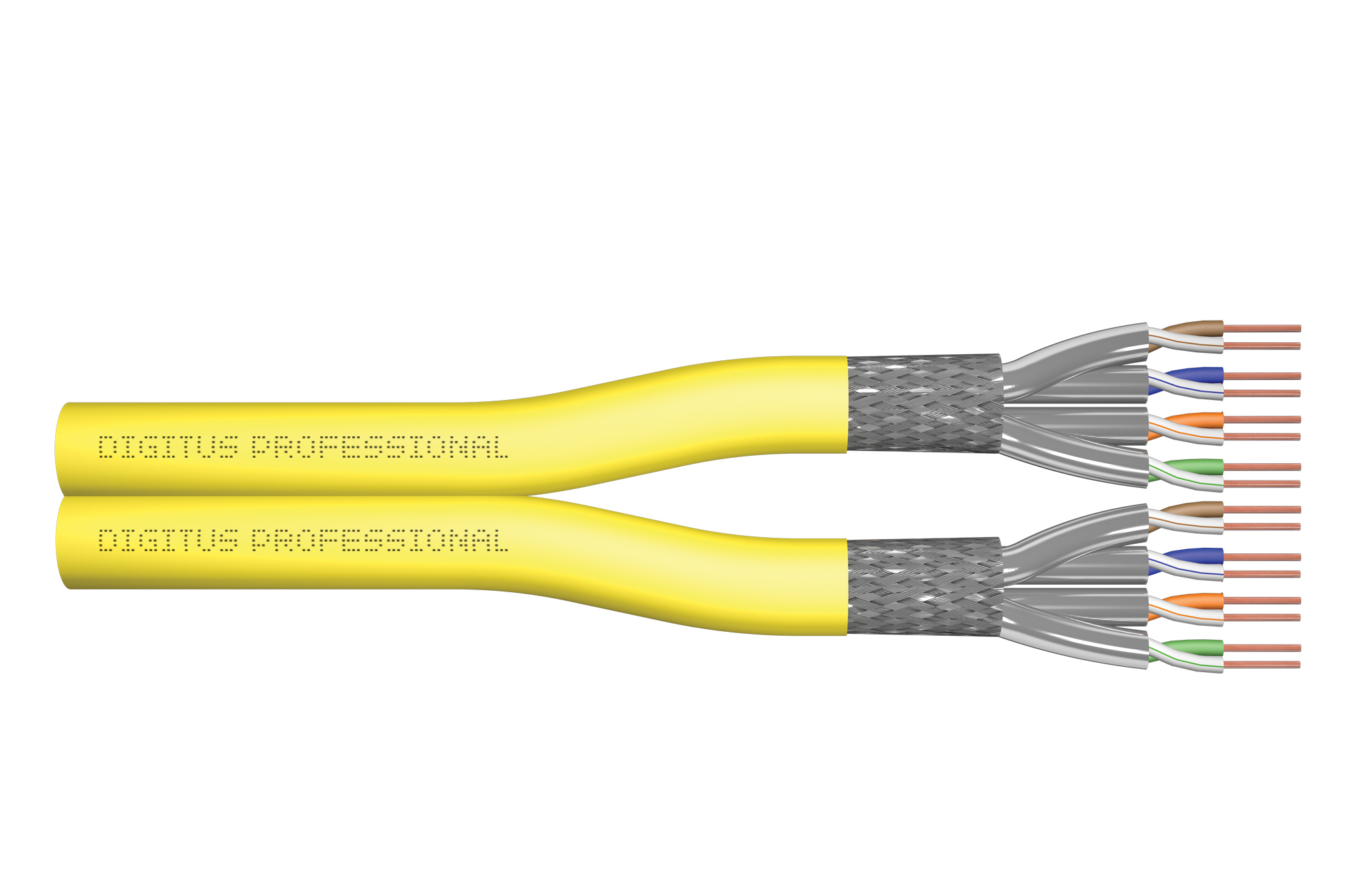 Netzwerkkabel, Ethernet-Kabel, Kabelpaar, Twisted-Pair, gelbe Ummantelung