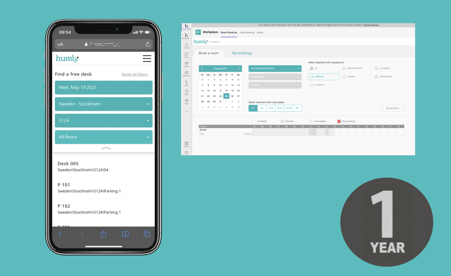 desk, booking, mobile UI, desk map, jahr