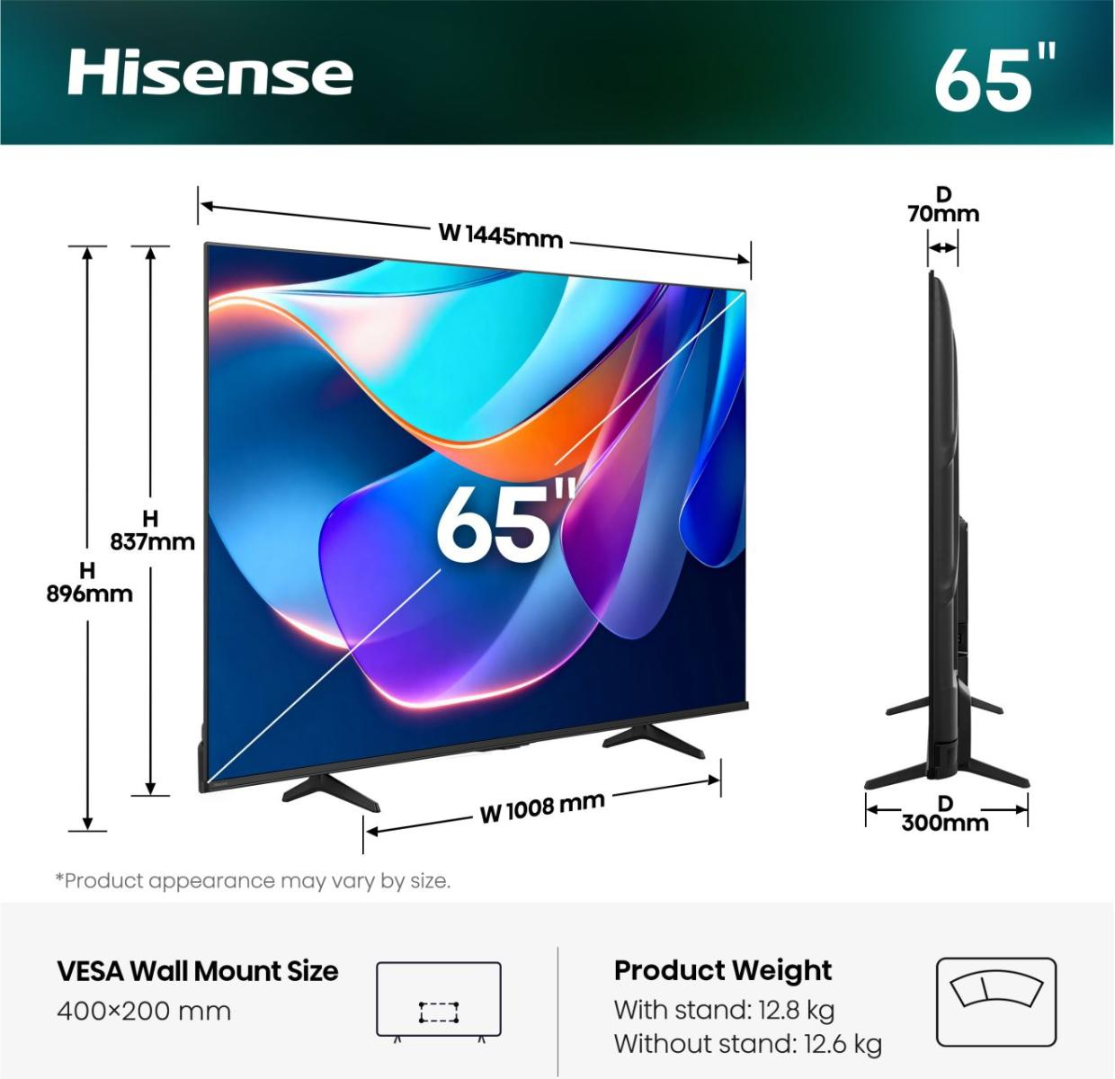 Fernseher, 65 Zoll, LED, Flachbildschirm, Ständer