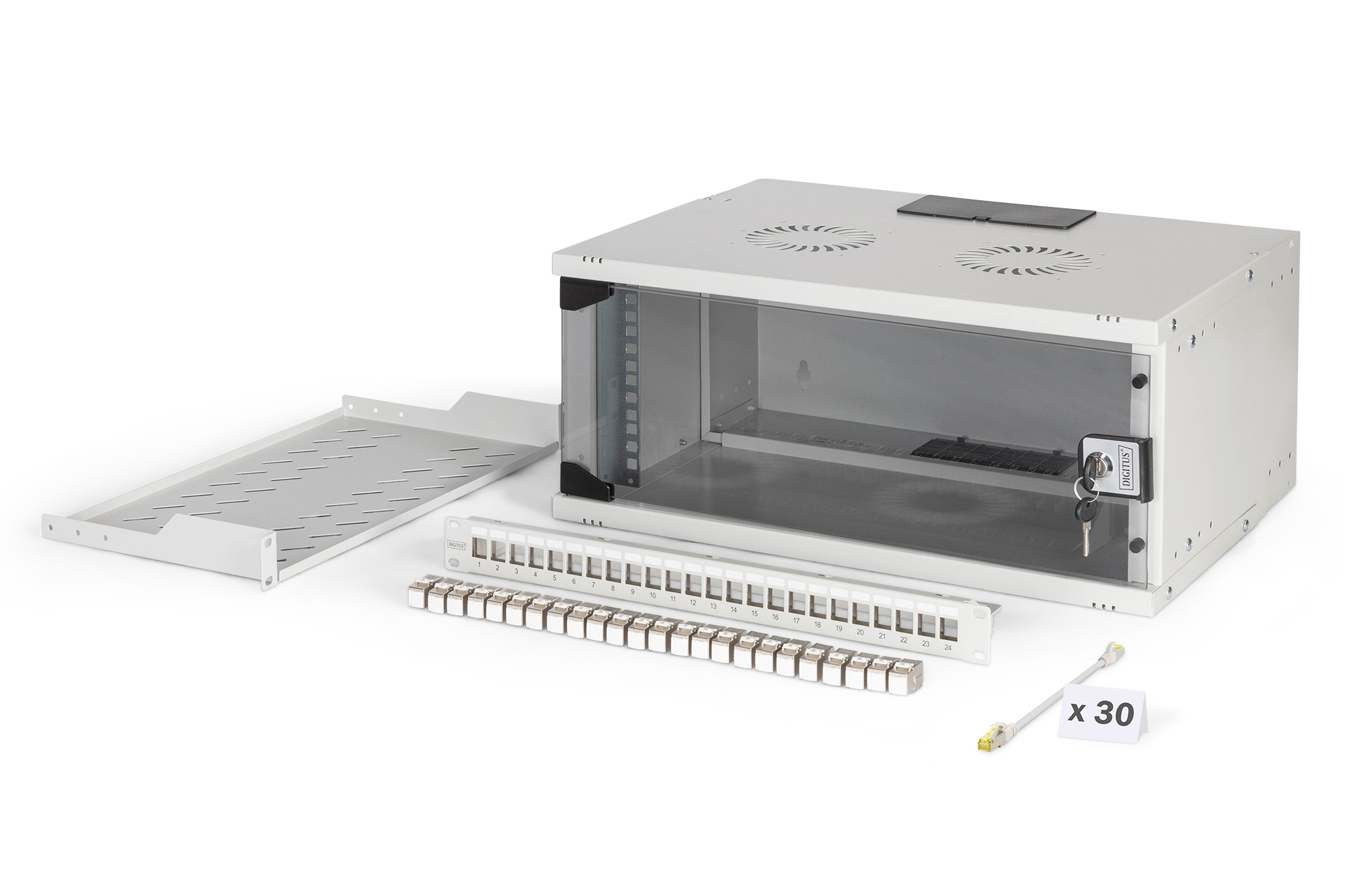 Servergehäuse, Netzwerk-Schrank, Rackmount-Gehäuse, Kühlventilatoren, Patchpanel