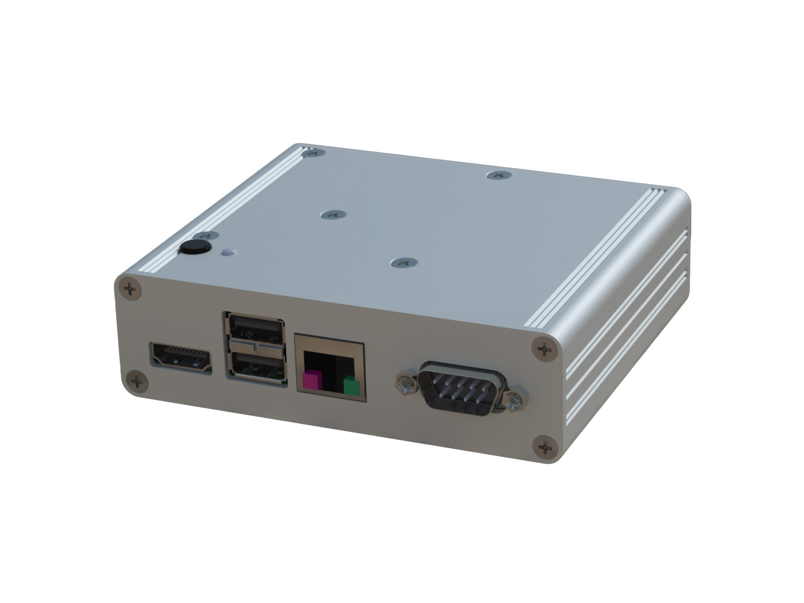 Eingebetteter Computer, Gehäuse aus Aluminium, I/O-Anschlüsse, VGA-Anschluss, Aluminium-Gehäuse