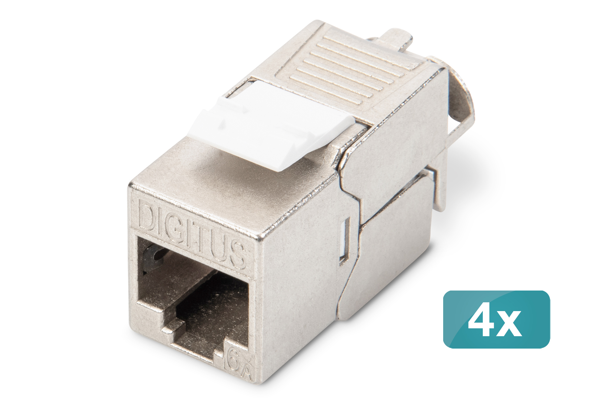 DIGITUS DN-93615-4 CAT 6A Keystone Modul, geschirmt, werkzeugfreier Montageanschluss - 4 Stk. Adapter, Elektronik, Postfach