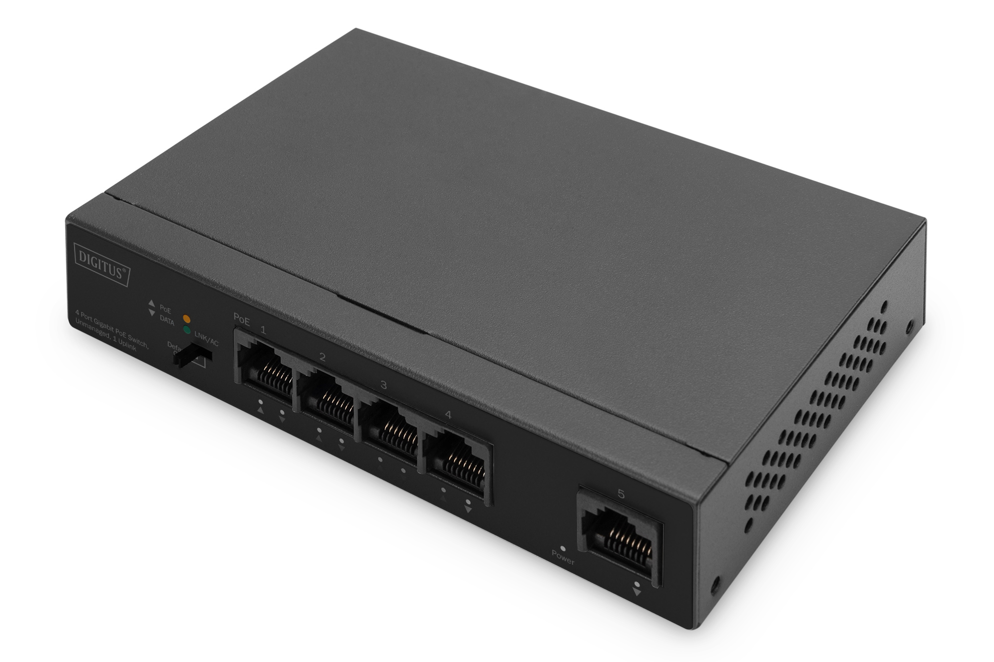 DIGITUS DN-95330-1 4- Port Gigabit PoE Netzwerkswitch, Desktop, unmanaged, 1 Uplink Port RJ45, 60 W, af/at DIGITUS DN-95330-1 4- Port Gigabit PoE Netzwerkswitch, Desktop, unmanaged, 1 Uplink Port RJ45, 60 W, af/at