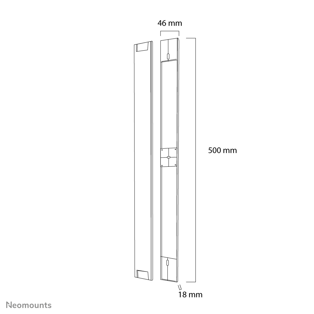 Neomounts Kabelabdeckung - Silber - Italien - 0,5 m - 46 mm - 495 mm - 65 mm