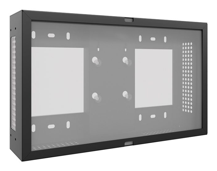 Metallgehäuse, Wandeinbaugehäuse, Schwarz, Montageöffnungen, Perforierte Seitenwand