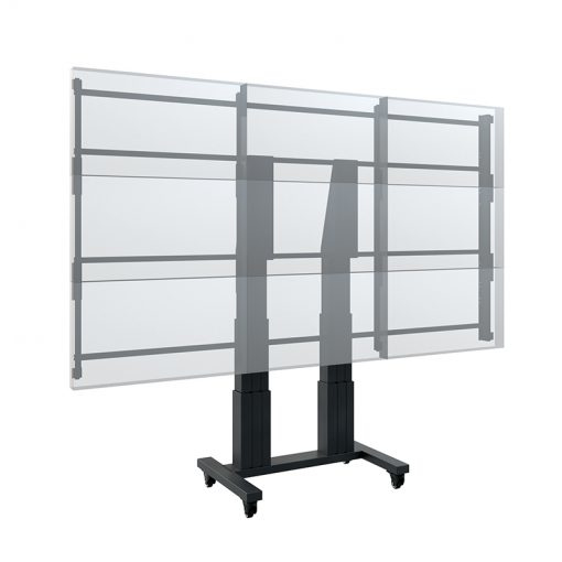 Digitales Display, freistehender Bildschirm, Metallständer, Rollen, schwarzer Rahmen