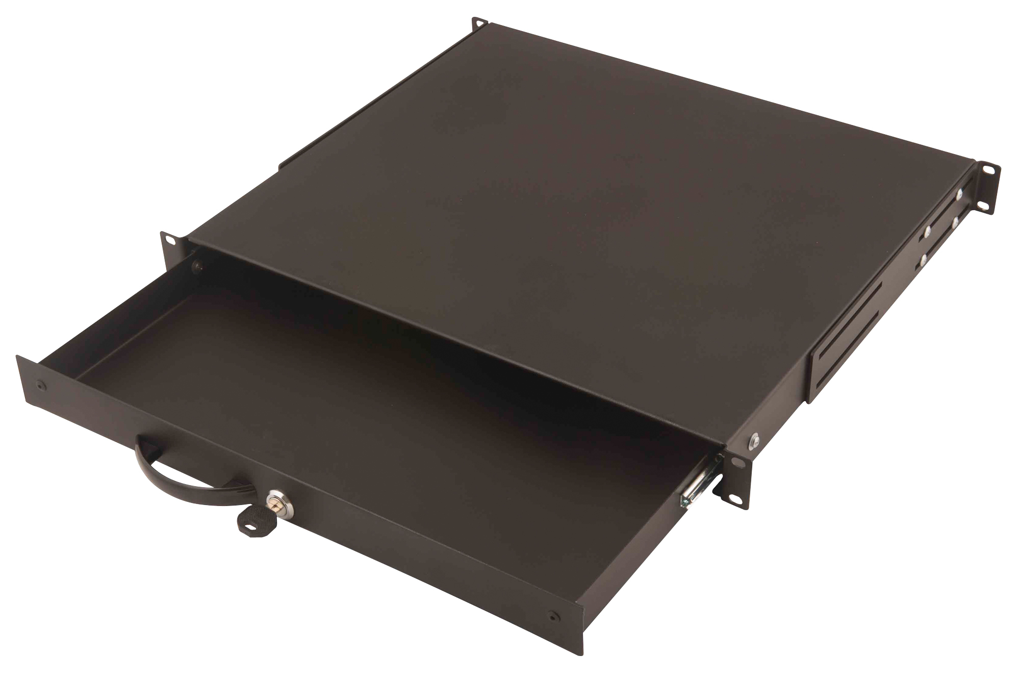 DIGITUS Schrank Zubehör 19" Dokumentenablage Tastatureinschub 1HE abschl. m. Griff 44x481x400 mm schwarz RAL 9005 DN-19 KEY-1U-SW Schublade, Mobiliar