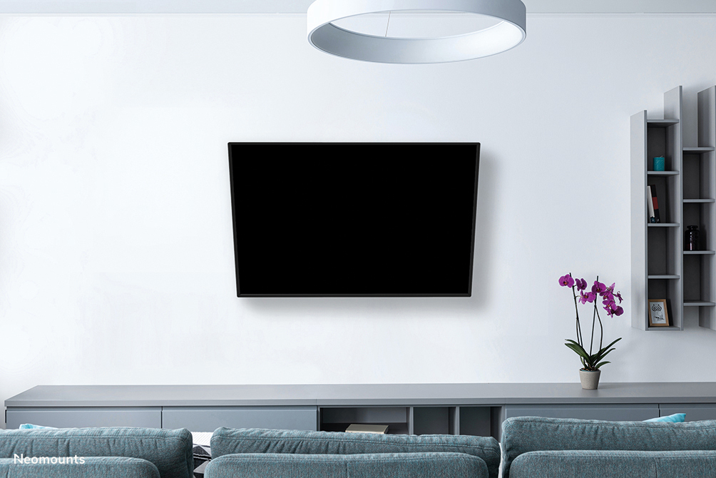 Fernseher, Wandmontage, Wohnzimmer, Sofa, Vase Orchideen