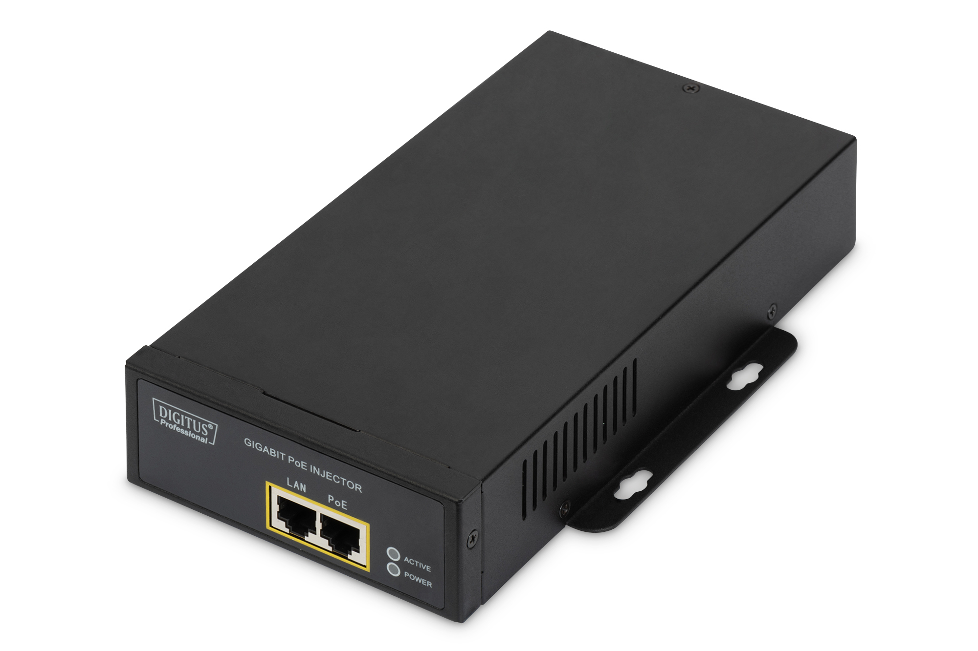 Gigabit PoE Injector, LAN port, PoE, Rack-Mount, Schwarz Metall