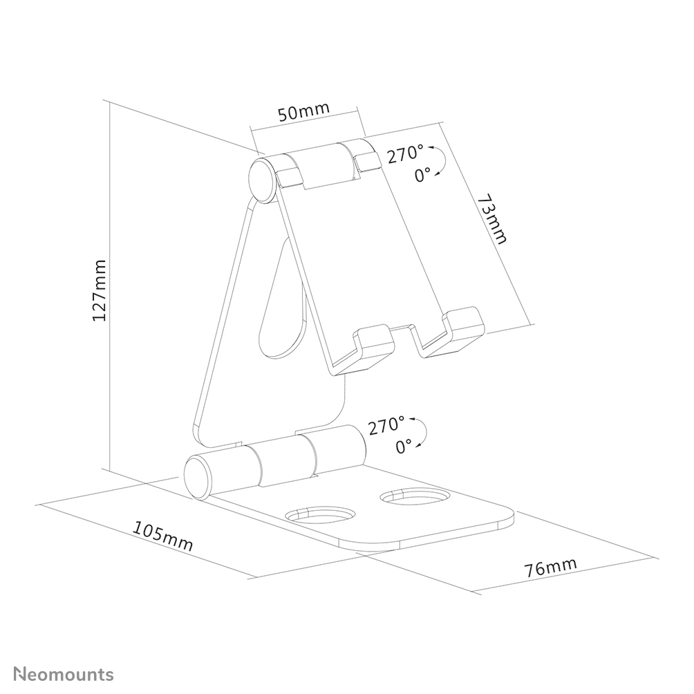 Neomounts Faltbarer Telefon-Ständer - Handy/Smartphone - Passive Halterung - Tisch/Bank - Indoor - Silber