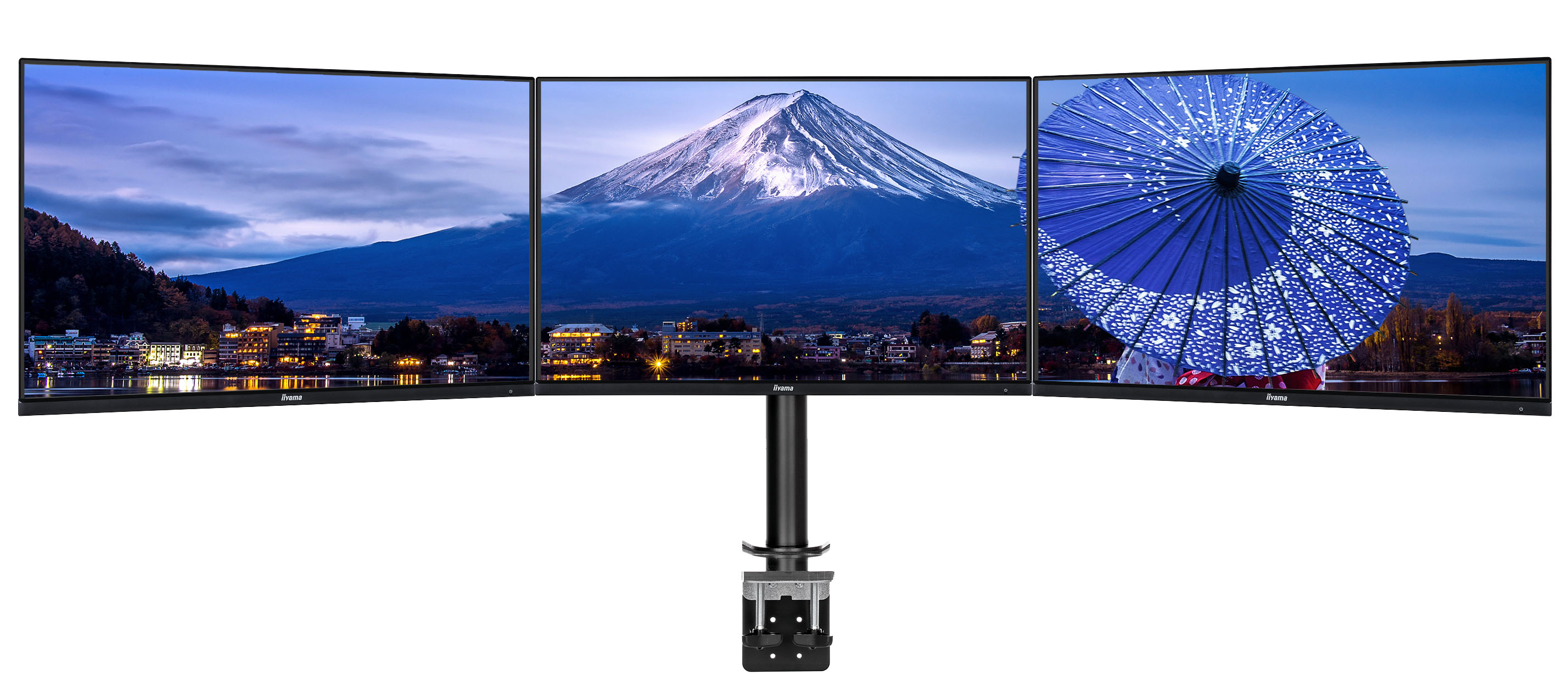 triple-monitor, ultrawide, display, mount, montagearm