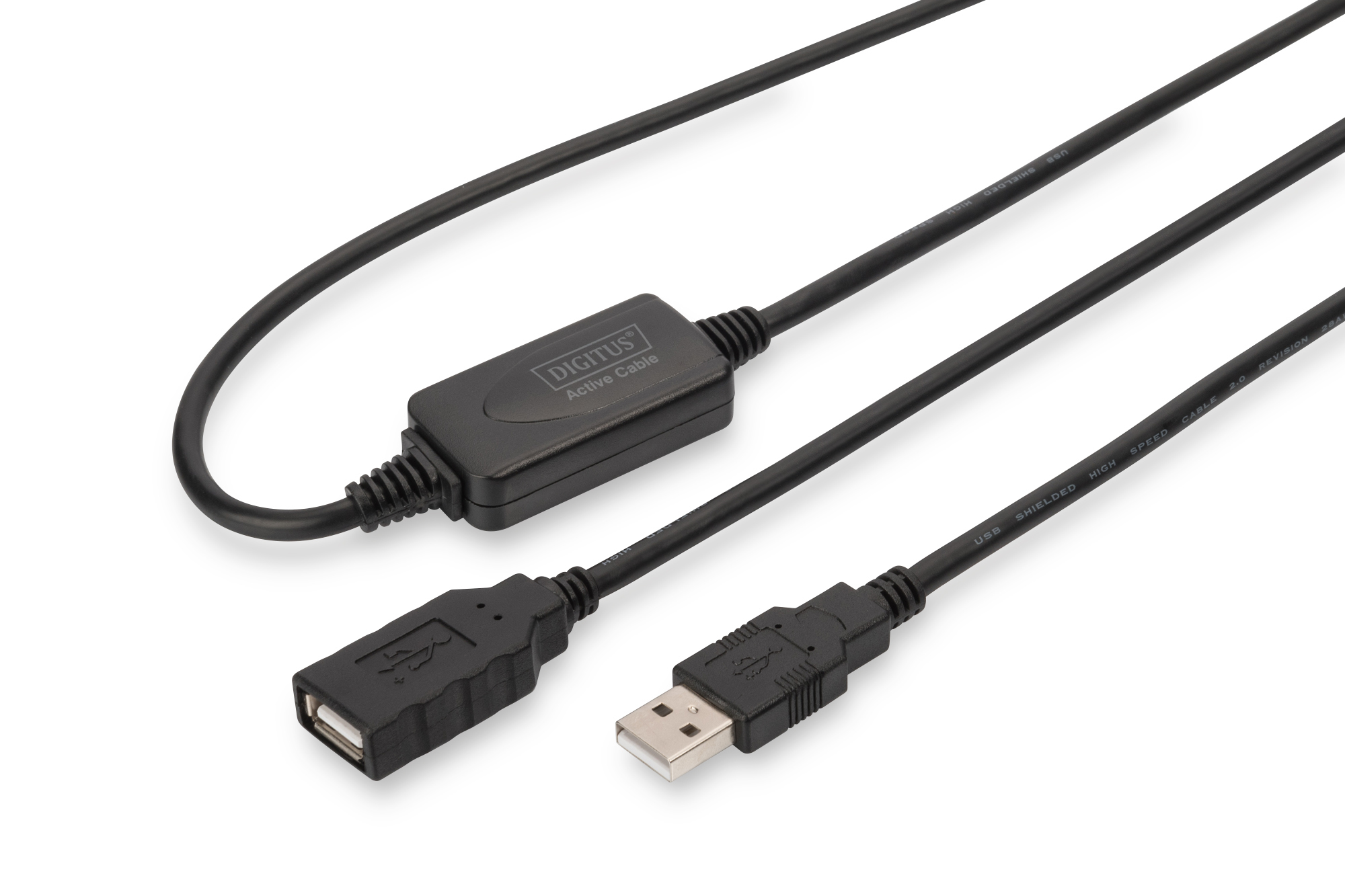 USB-Kabel, USB-A, USB-B, aktives Kabel, geschirmtes Kabel