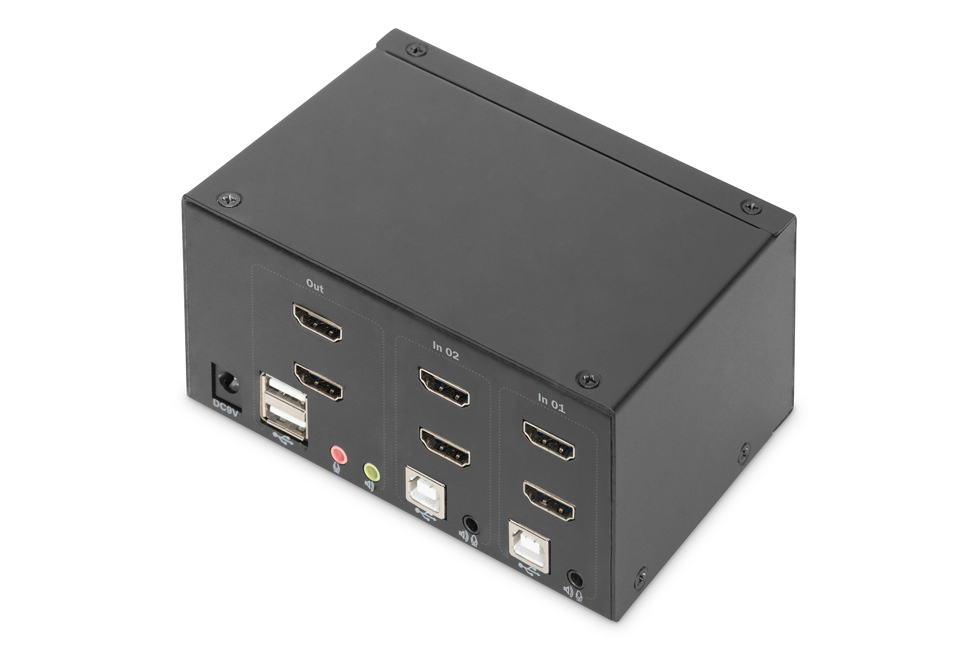 HDMI-Splitter, Rackmount-Box, Multiport-Adapter, USB-Port, Schwarzes Gehäuse