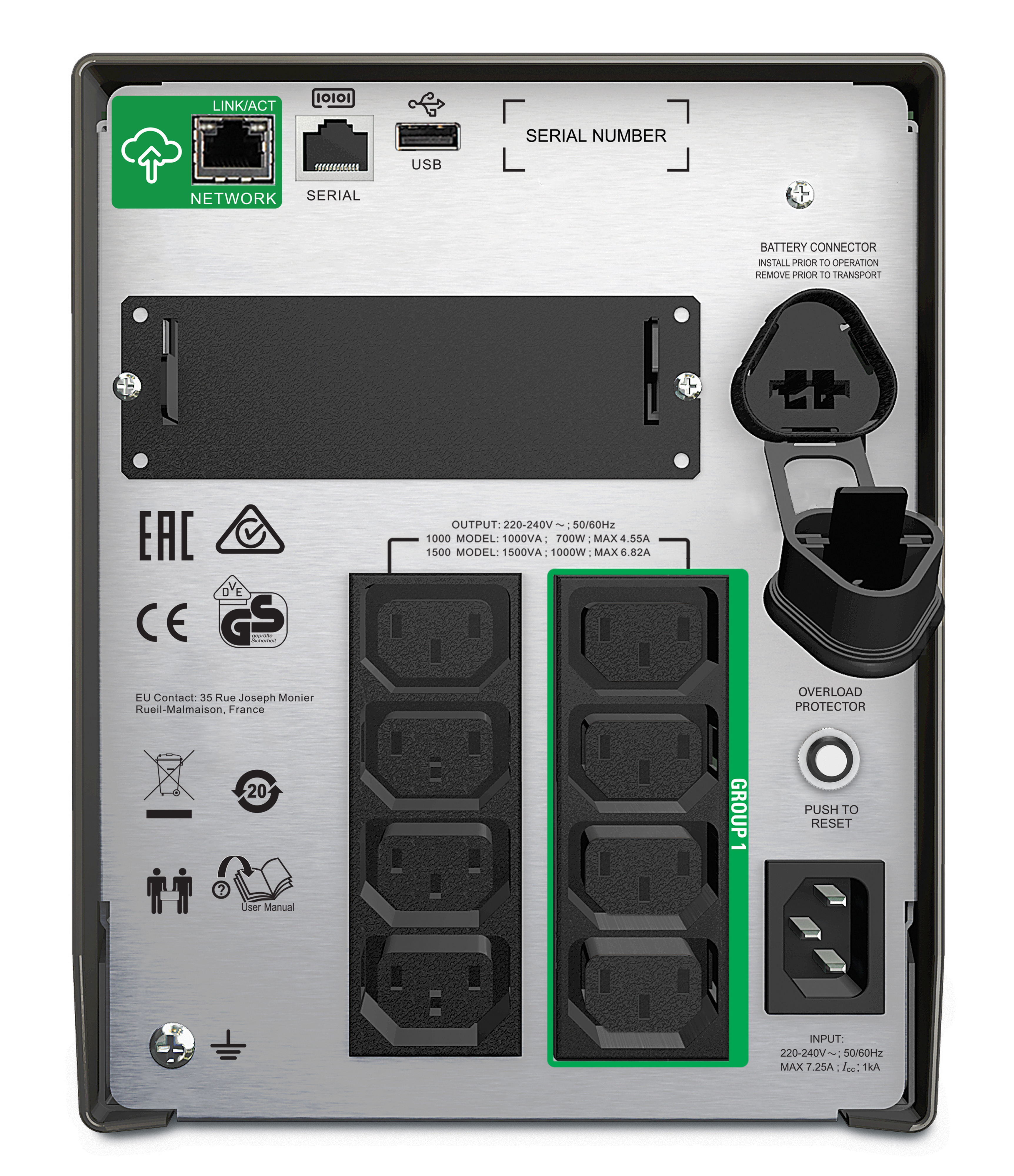 APC Smart-UPS, Line Interactive, 1500VA, Tower, 230V