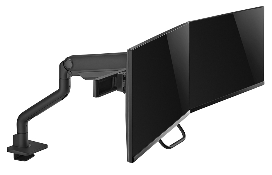 Neomounts Select Desk Mount double display crossbar topfix clamp
