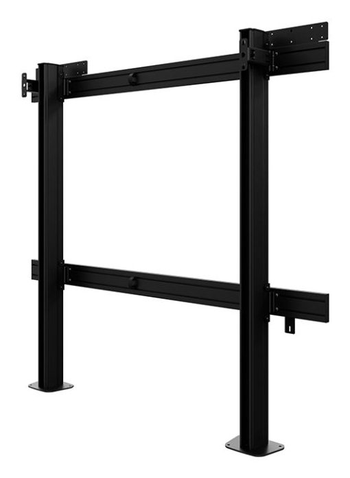 TV-Wandhalterung, Bodenstützen, Metall, schwarz, höhenverstellbar