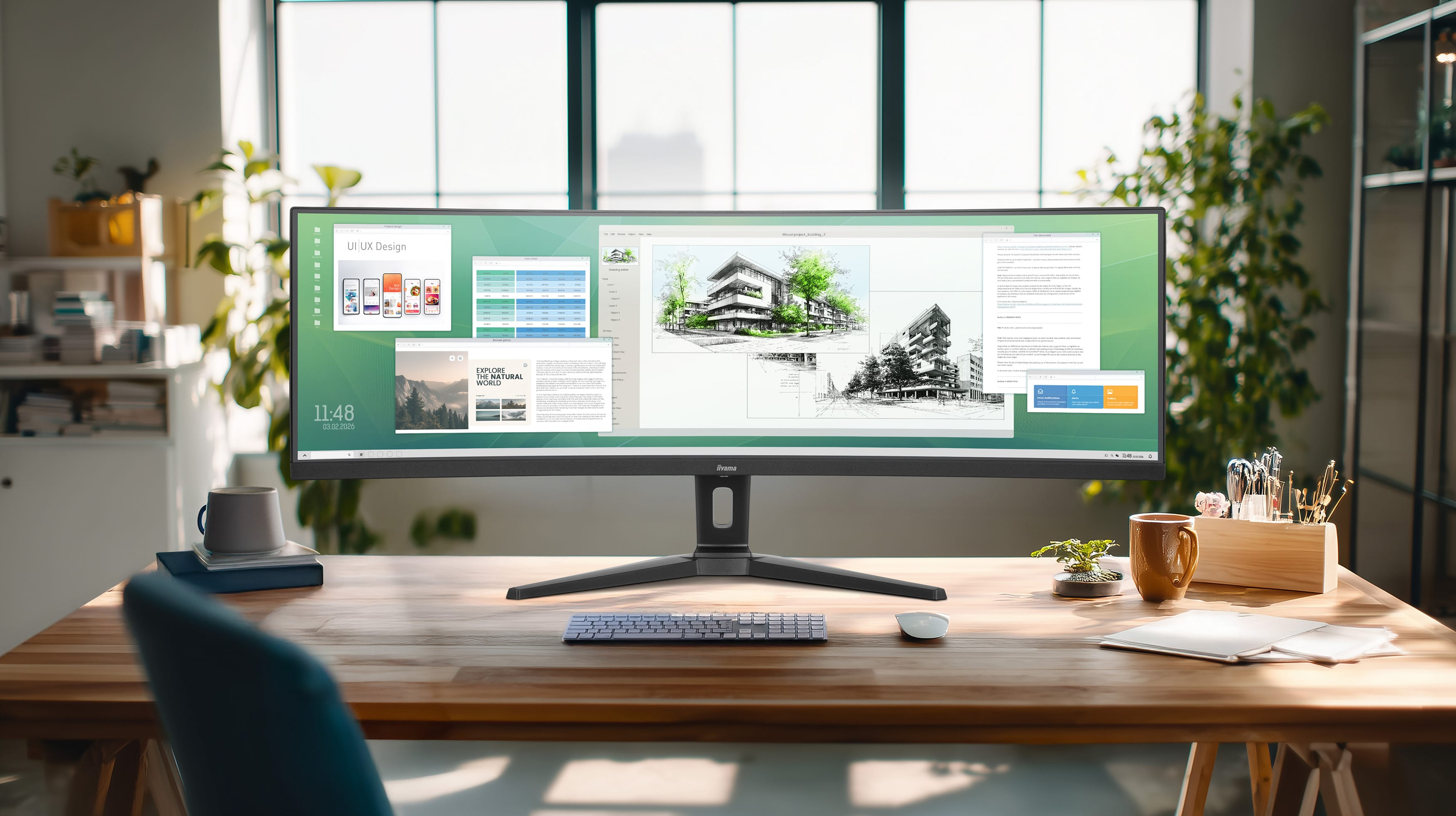 Moebel, Tabelle, Schreibtisch, Überwachen, Computer-Tastatur