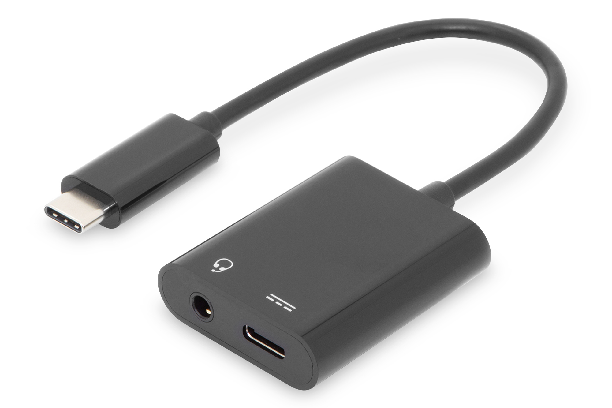 DIGITUS USB Type-C Verteilerkabel, Typ C - 3.5mm+Typ C St/Bu/Bu, 0.2m