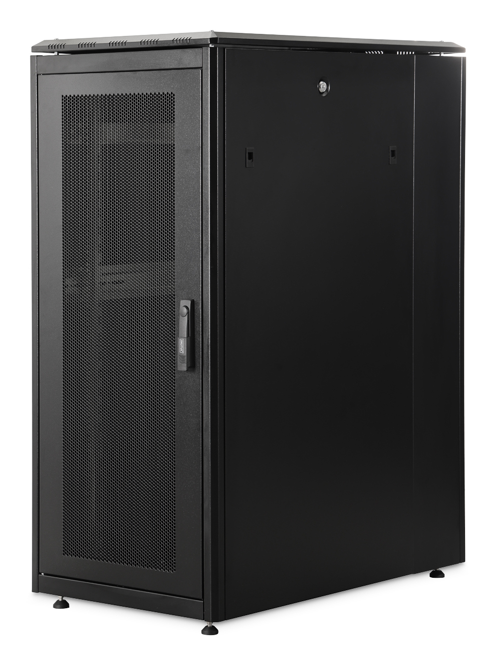 Serverrack-Gehäuse, Mesh-Tür, Schwarzstahl, Kabelmanagement, Verschließbar
