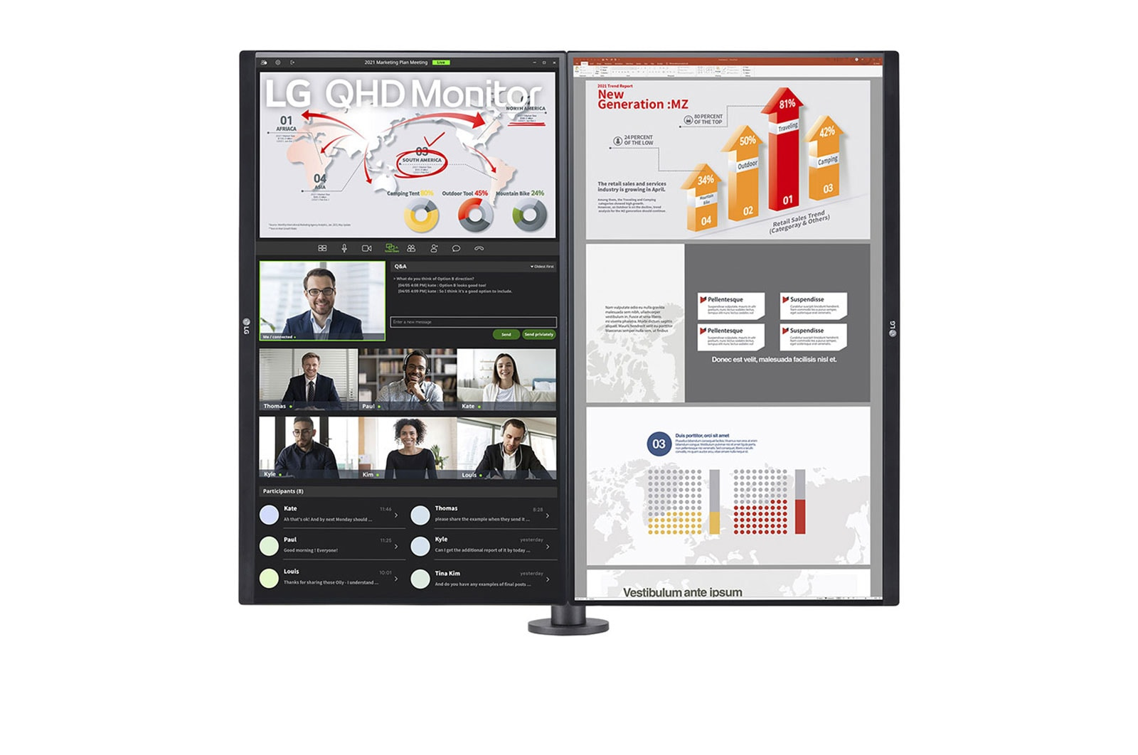 LG Monitor  27" 27QP88DP-BS QHD Ergo Monitor USB-C HDMI DP IPS black