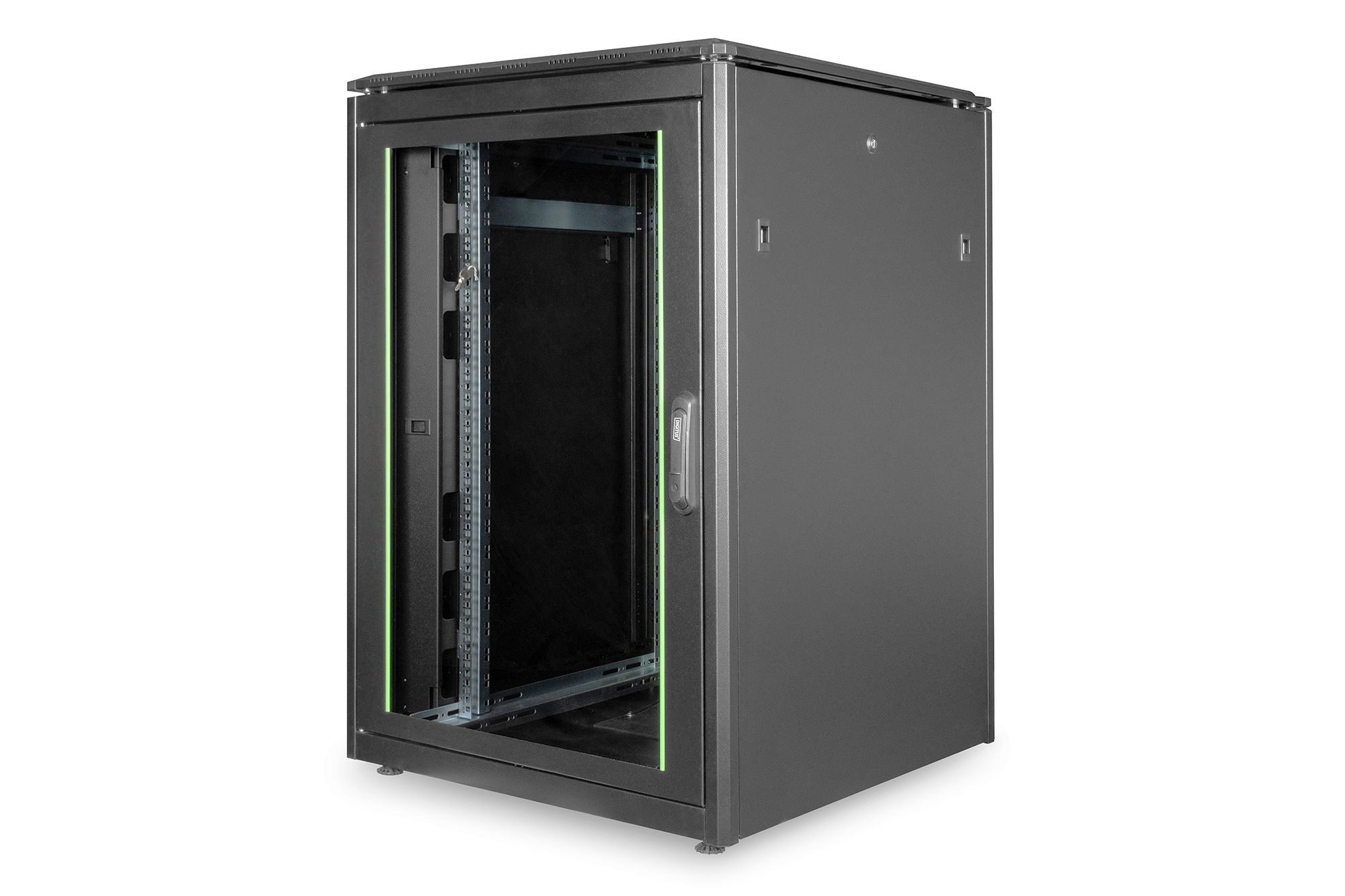 DIGITUS Netzwerkschrank 22HE Unique 1164x800x800 mm Farbe Schwarz RAL 9005 DN-19 22U-8/8-B-1