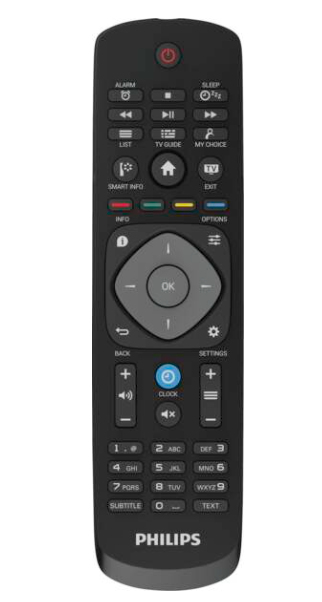 Fernbedienung, TV-Fernbedienung, Infrarot, Druckknopf-Layout, Philips