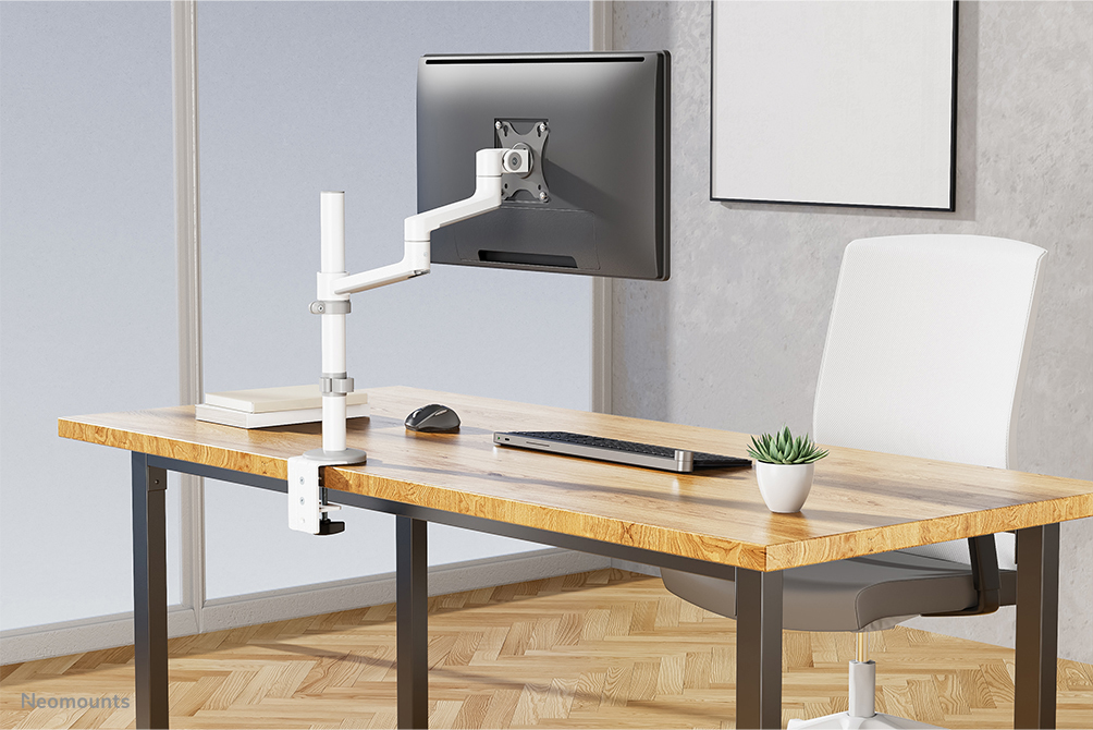 Neomounts Monitor-Tischhalterung - Klemme /Bolzen - 8 kg - 43,2 cm (17") - 68,6 cm (27") - 100 x 100 mm - Weiß