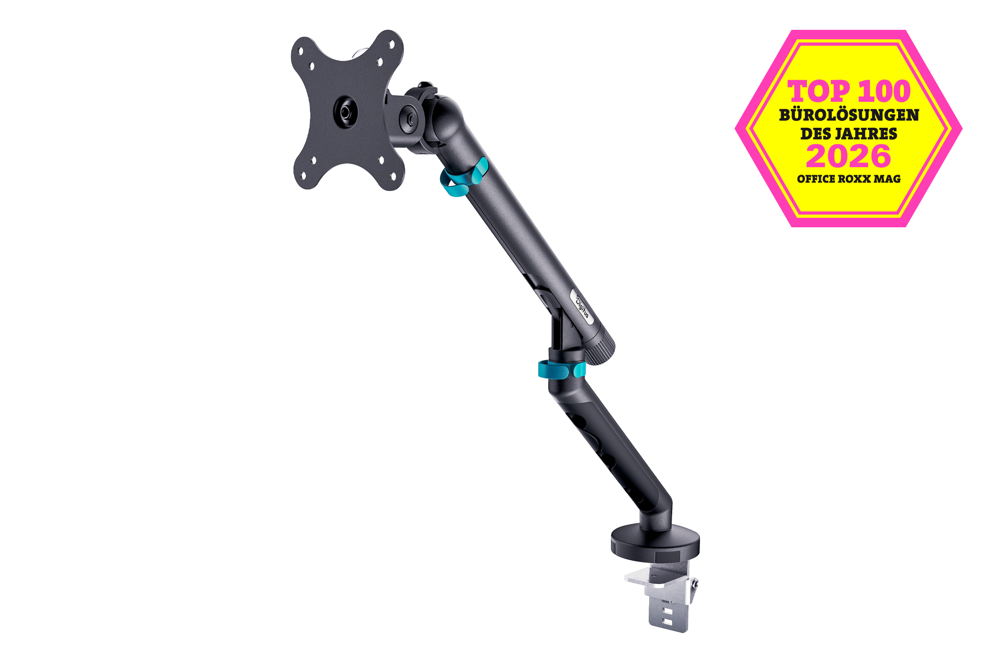 monitorarm, verstellbar, desk mount, schwarz, vesa kompatibel