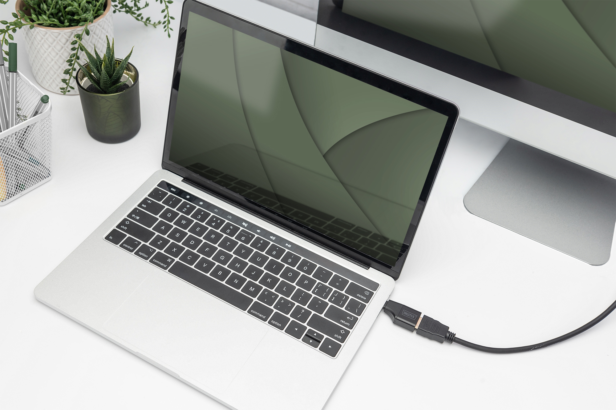 laptop, silver, USB-C, Tastatur, Monitor