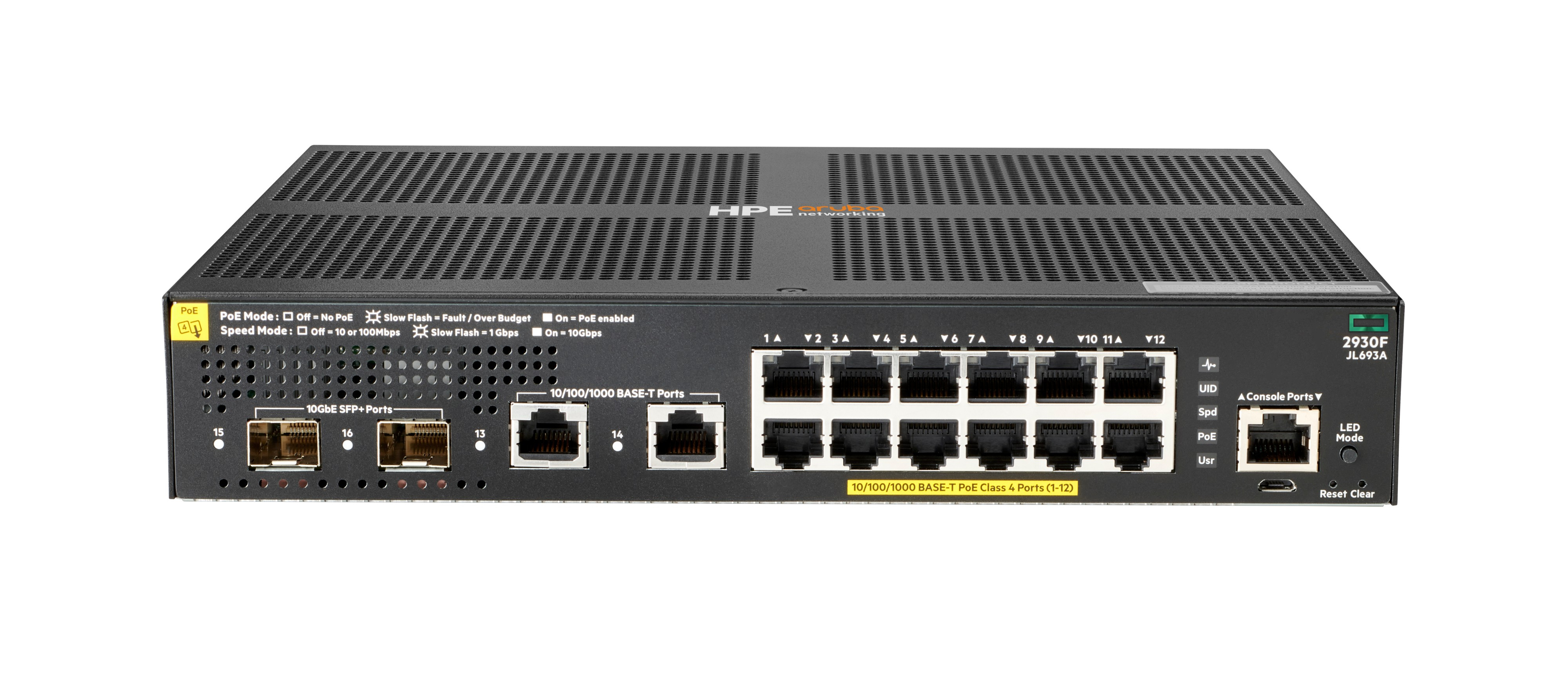 HPE Aruba Switch JL693A 2930F 12G PoE+ 2G/2SFP+, L3, managed, 12 x 10/100/1000 (PoE+) Elektronik, Hardware, Computerausrüstung