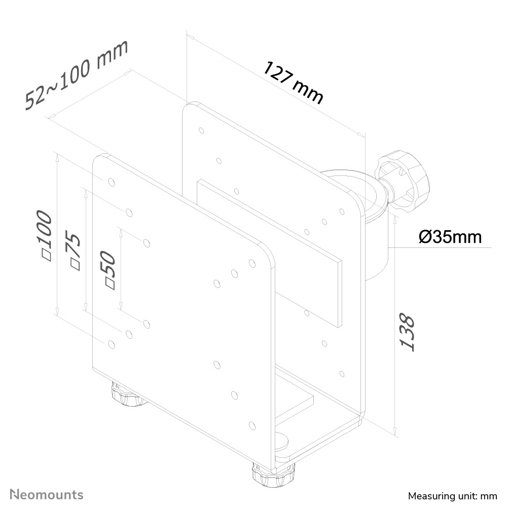 Neomounts Nuc/Thin Client-Halterung - 10 kg - Silber - Taiwan - 100 mm - 1 - 100 mm - 138 mm