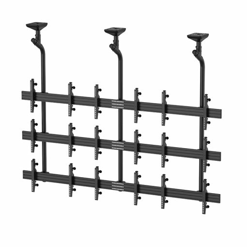 Monitorhalterung, Mehrfachhalterung, Wandmontage, schwarzes Metall, verstellbare Arme