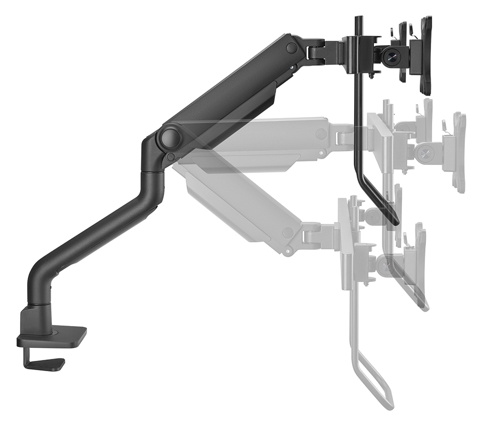 Neomounts Select Desk Mount double display crossbar topfix clamp