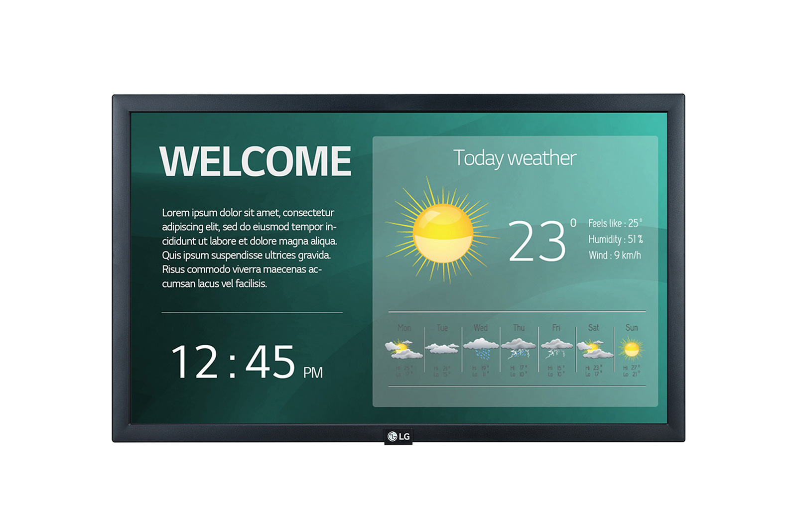 Monitor, Bildschirm, Anzeige, Wetter-Widget, LG-Logo