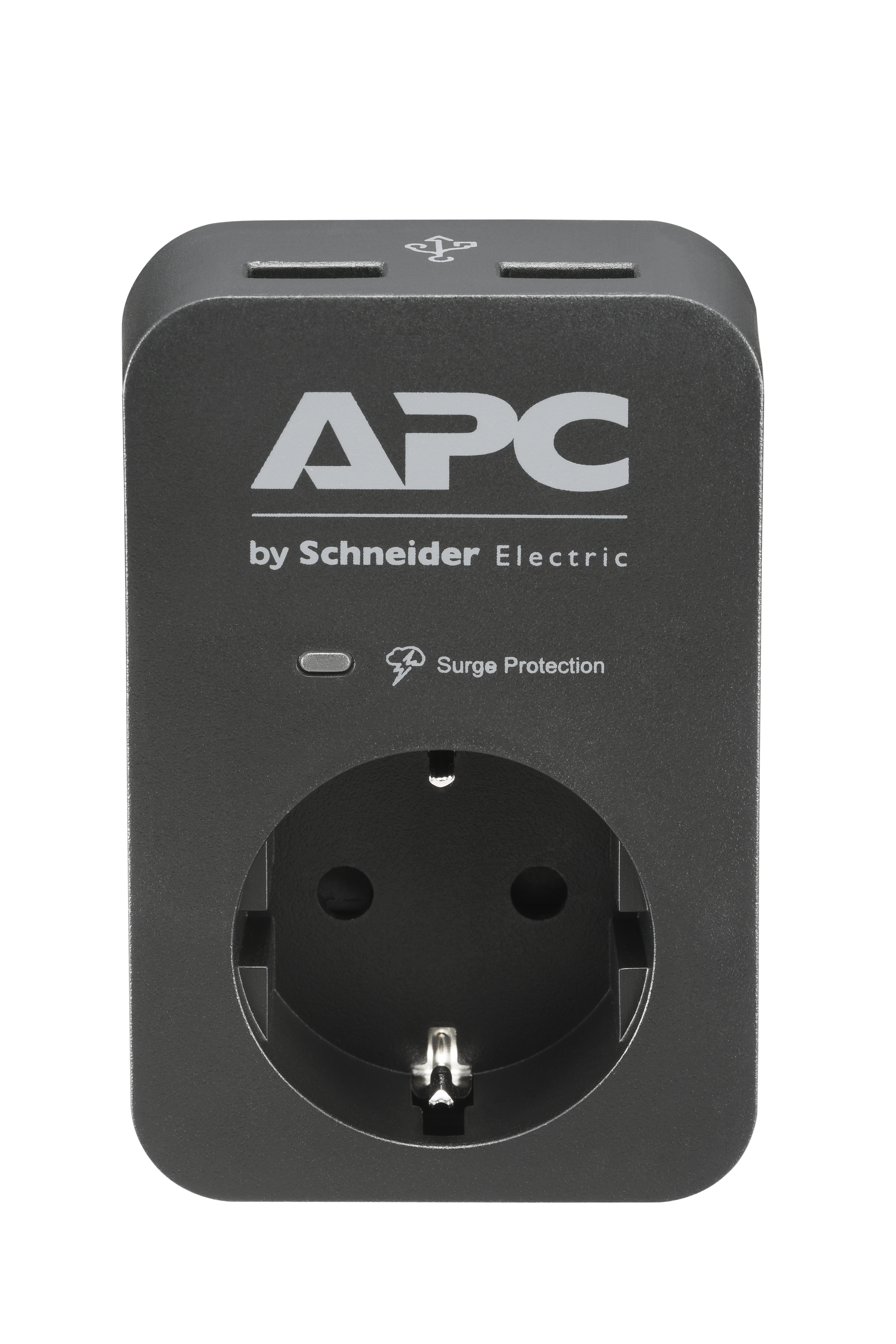 APC Essential SurgeArrest, 1 Ausgang, 2 USB-Anschlüsse, schwarz