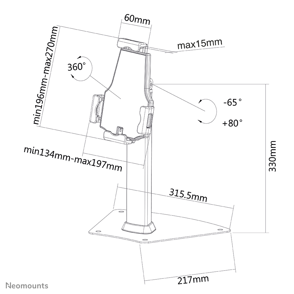 Neomounts Tablet-Ständer - Tablet/UMPC - Passive Halterung - Indoor - Silber