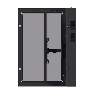 Rackschrank, Schiebetür, Metallgehäuse, Vorderseite offen, Schlossbereich