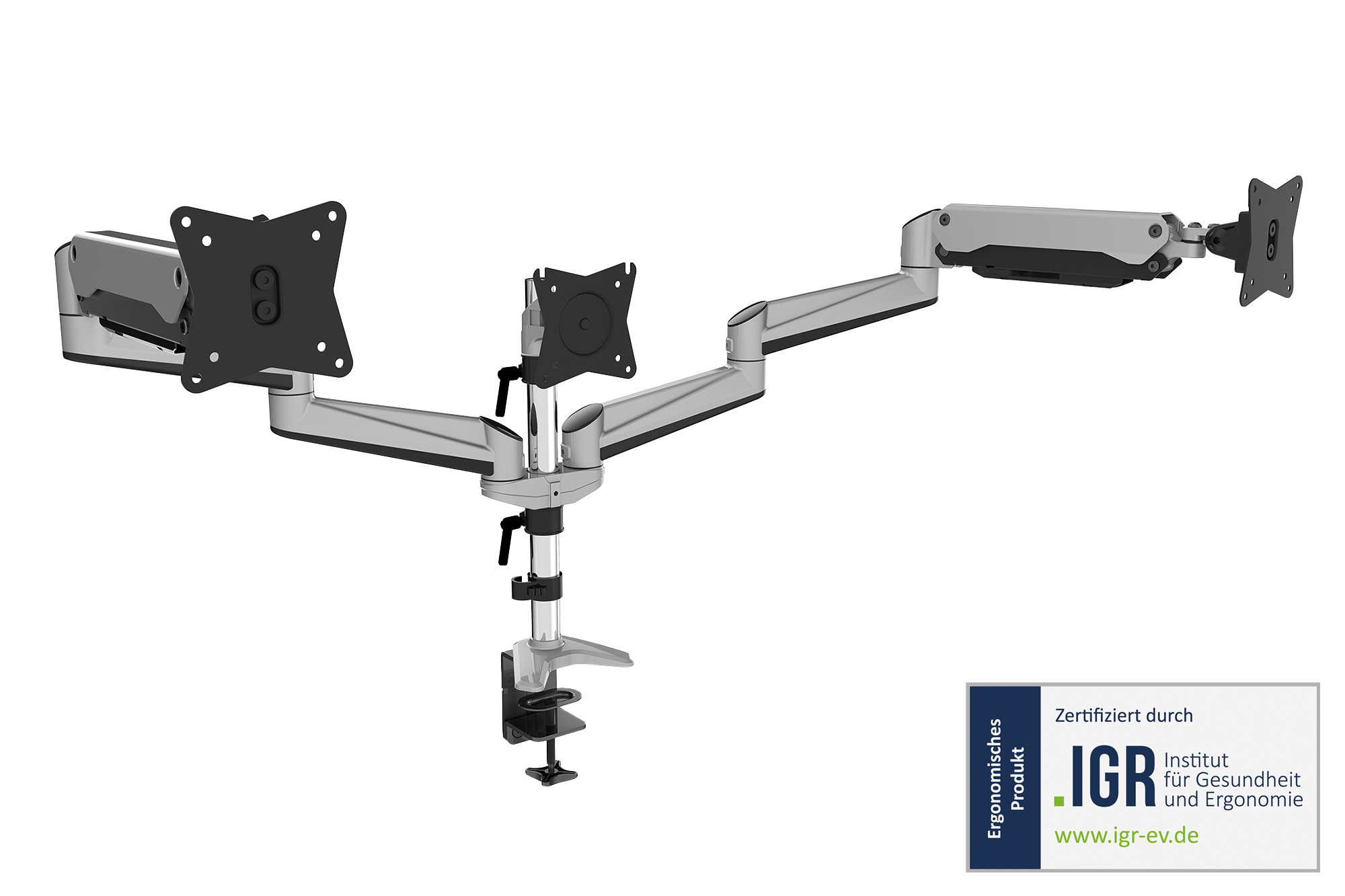 DIGITUS DA-90363 Universal Triple Monitor - mit Gasdruckfeder und Klemmbefestigung