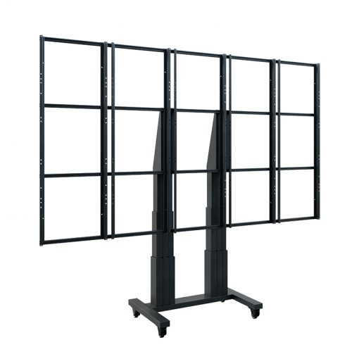 Videowall-Ständer, Displayhalterung, Rollen, Metall, Schwarz