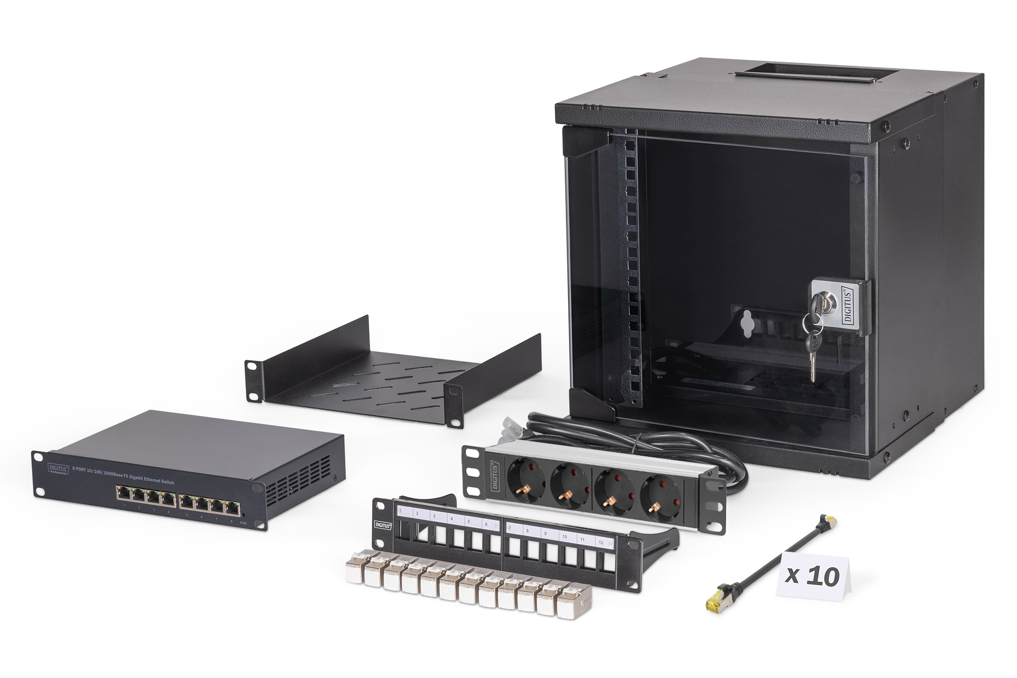 Servergehäuse, Netzwerk-Rack, Stromverteiler, Patchpanel, Rack-Zubehör