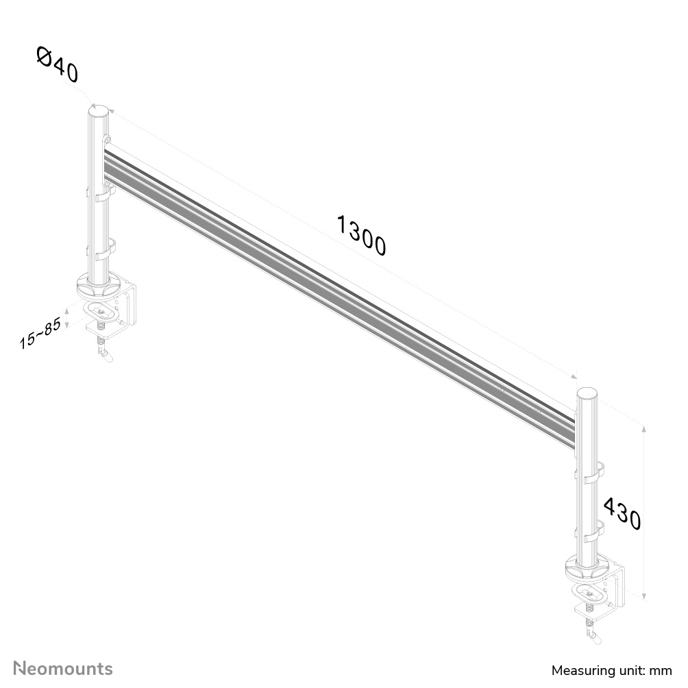Neomounts Monitor Toolbar - Klemme - 10 kg - 25,4 cm (10 Zoll) - 61 cm (24 Zoll) - 100 x 100 mm - Silber