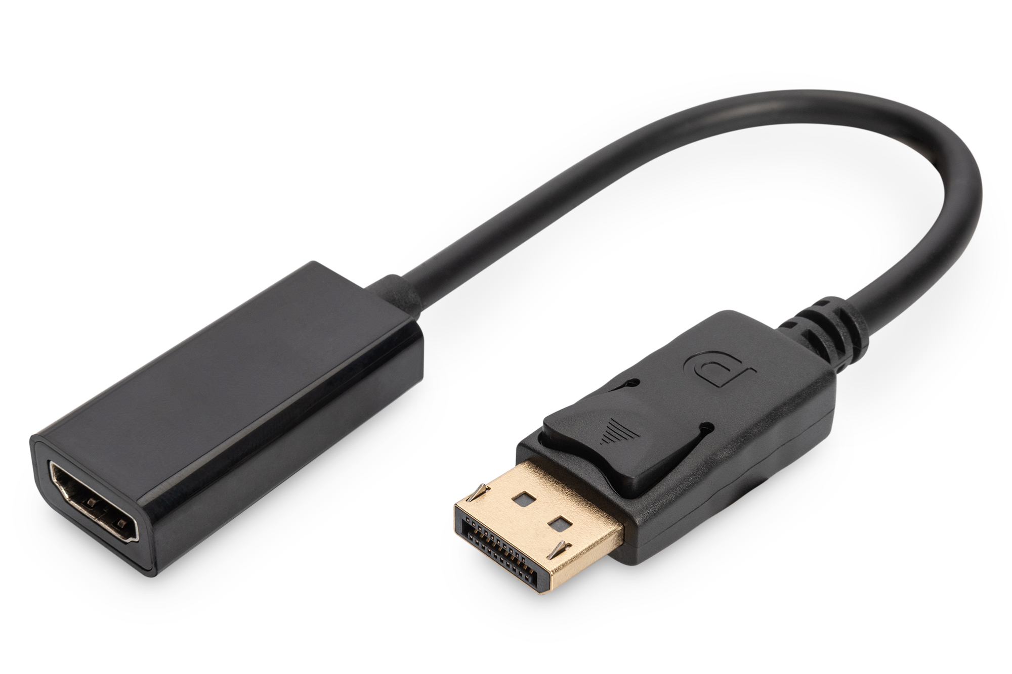 DIGITUS DisplayPort Adapterkabel, DP - HDMI Typ A St/Bu, 0.15m